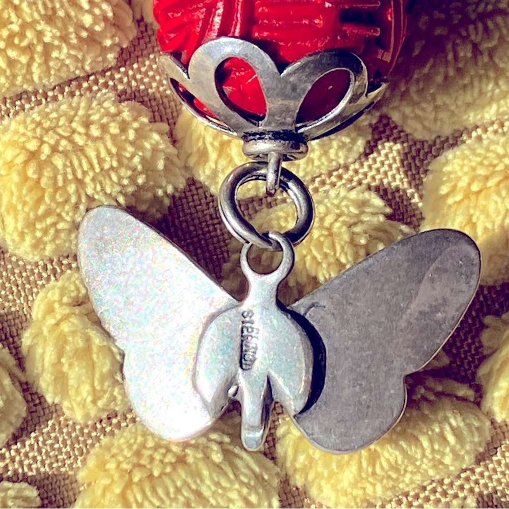 Vintage Butterfly and Bead Necklace - Picture 7 of 9